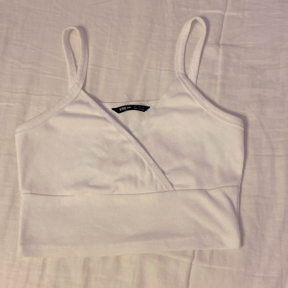 Shein white cropped shirt